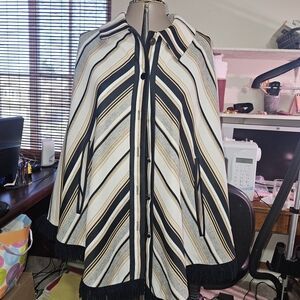 Striped Chevron Cape with Fringe